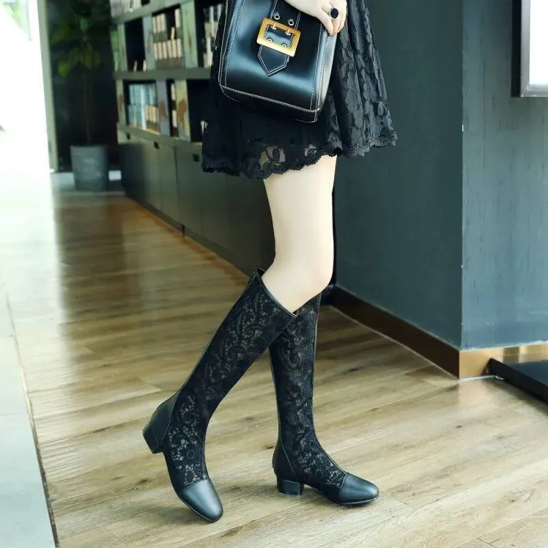 New Roman Flat Bot Sandals Women's Spring Summer High Tube Boots Breathable Me Faionable Sweet Sle Low Heel Ddmysaturn_voghion.com