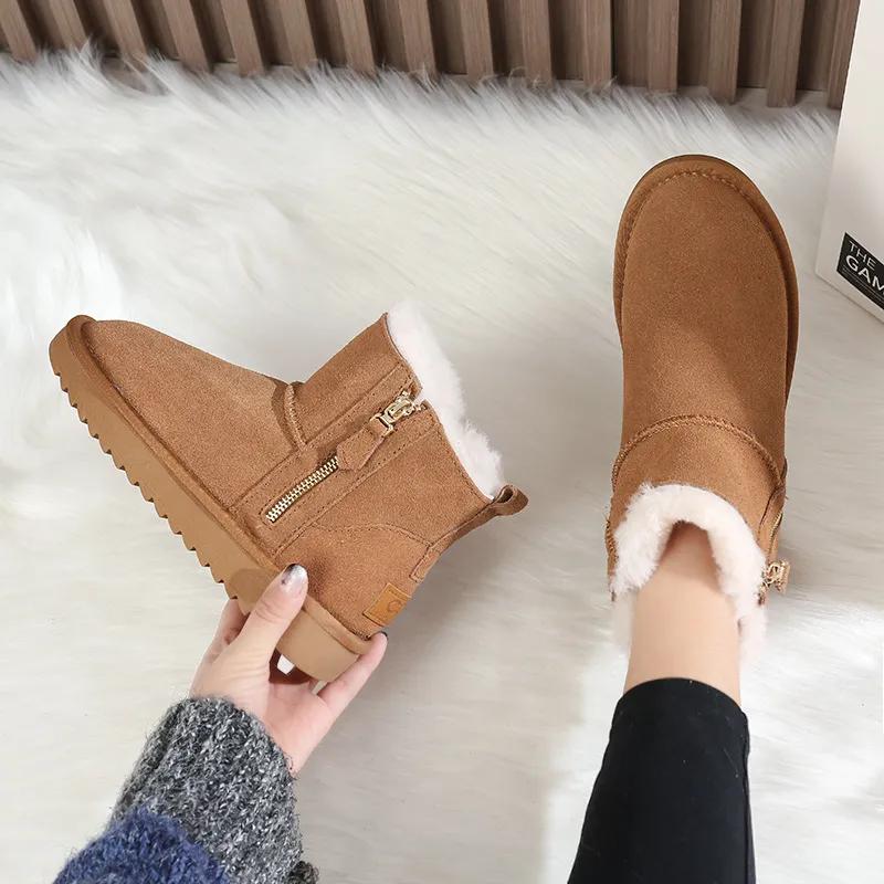 CE Designer Free Shipping Oxhide Affordable Winter Anti Slip Snow Boots With Thick Plush Cotton Shoes Artistic_voghion.com