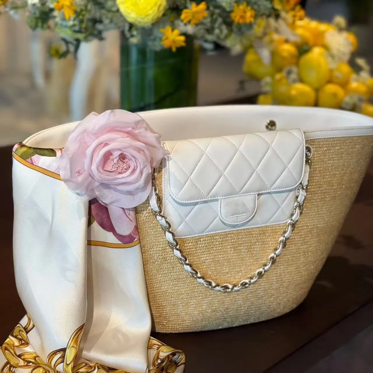 10a Woven Straw Bucket Bag Large Capacity Beach Tote With Shoulder ...
