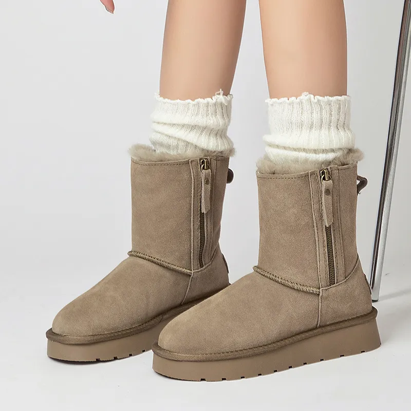 CE Designer Gratis Verzending Oxhide Betaalbare Winter Antislip Sneeuwlaarzen Met Dikke Pluche Katoenen Schoenen Vervaardigd_voghion.com
