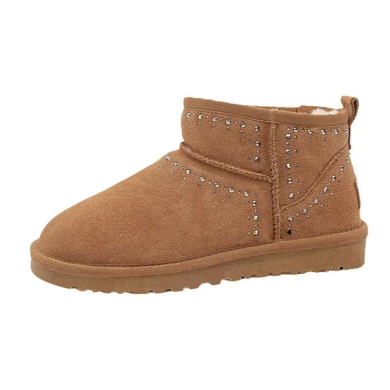 CE Designer Free Shipping Oxhide Affordable Winter Anti Slip Snow Boots With Thick Plush Cotton Shoes Soft-touch White_voghion.com