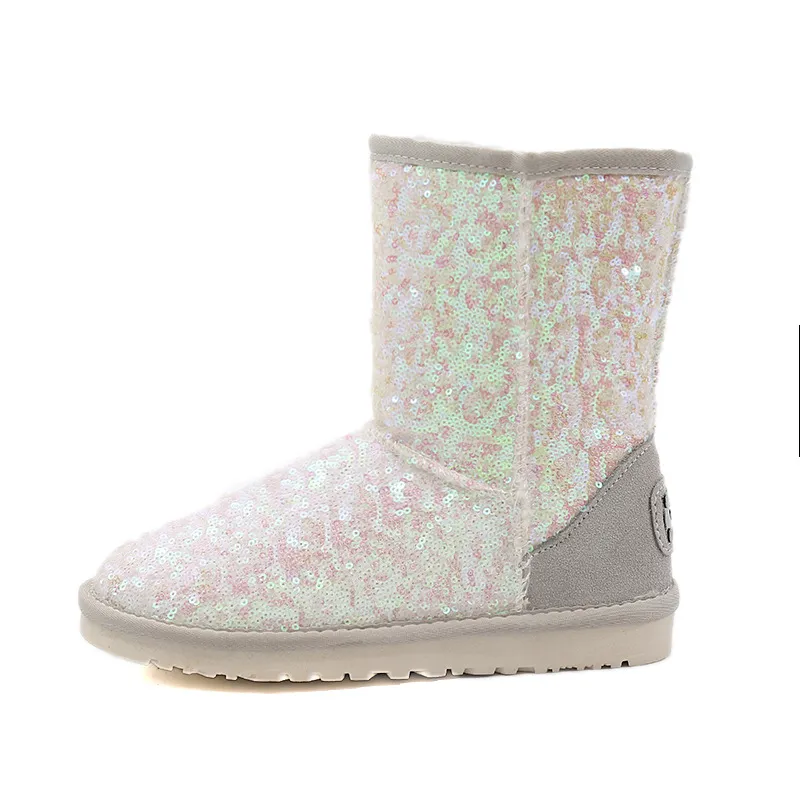 CE Designer Free Shipping Oxhide Affordable Winter Anti Slip Snow Boots With Thick Plush Cotton Shoes Natural White_voghion.com