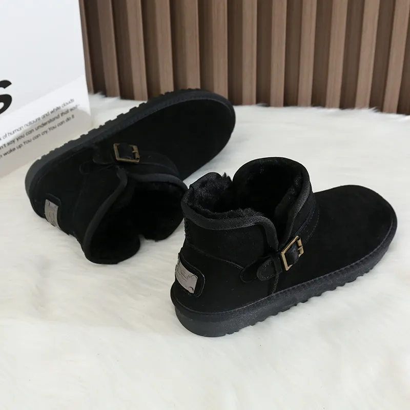 Premium Women's Winter Snow Boots In Black, Warm Plush Lining_voghion.com