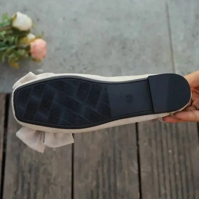 Women's Flat 2025 Hot Sale Ladies Slip On Flats Outdoor Women Round Toe Bow Tie Soft Bottom Plus Size Shallow Shoes_voghion.com