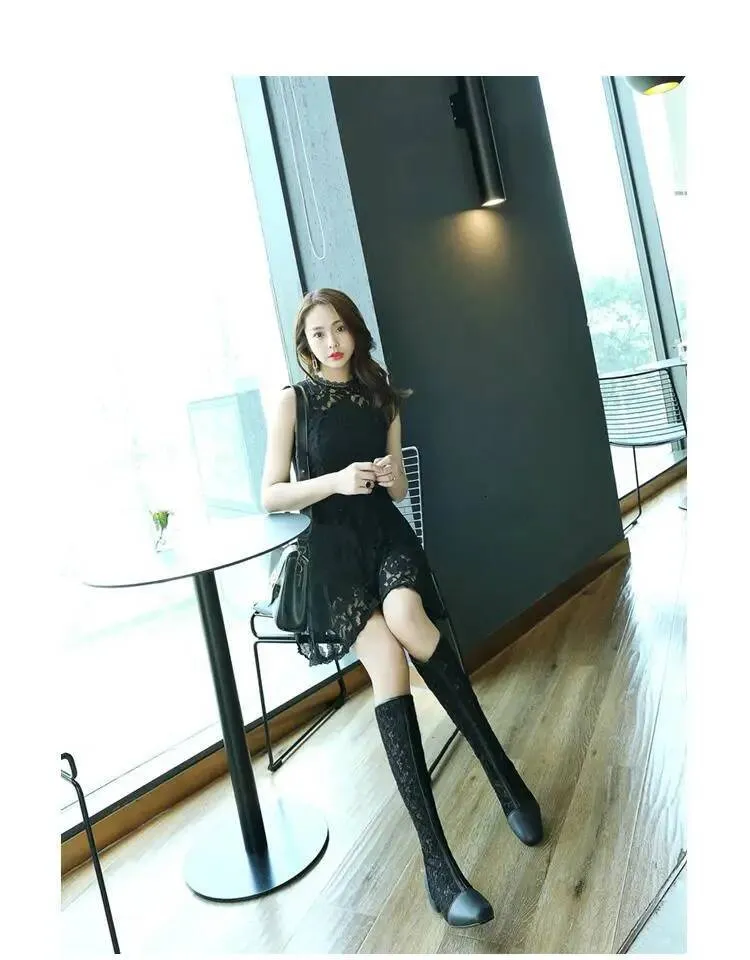 New Roman Flat Bot Sandals Women's Spring Summer High Tube Boots Breathable Me Faionable Sweet Sle Low Heel Ddmysaturn_voghion.com