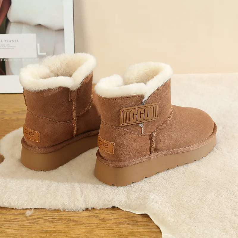 CE Designer Free Shipping Oxhide Affordable Winter Anti Slip Snow Boots With Thick Plush Cotton Shoes Tarnish_voghion.com
