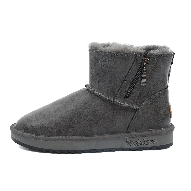 CE Designer Free Shipping Oxhide Affordable Winter Anti Slip Snow Boots With Thick Plush Cotton Shoes Adjustable Black_voghion.com