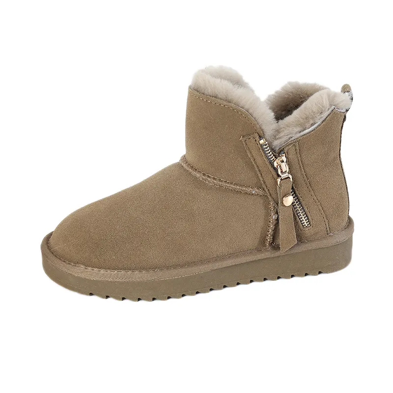 CE Designer Kostenloser Versand Oxhide Preiswerte Winter-Schneestiefel mit Anti-Rutsch-Futter aus dicker Plüschbaumwolle Schuhe Bold_voghion.com
