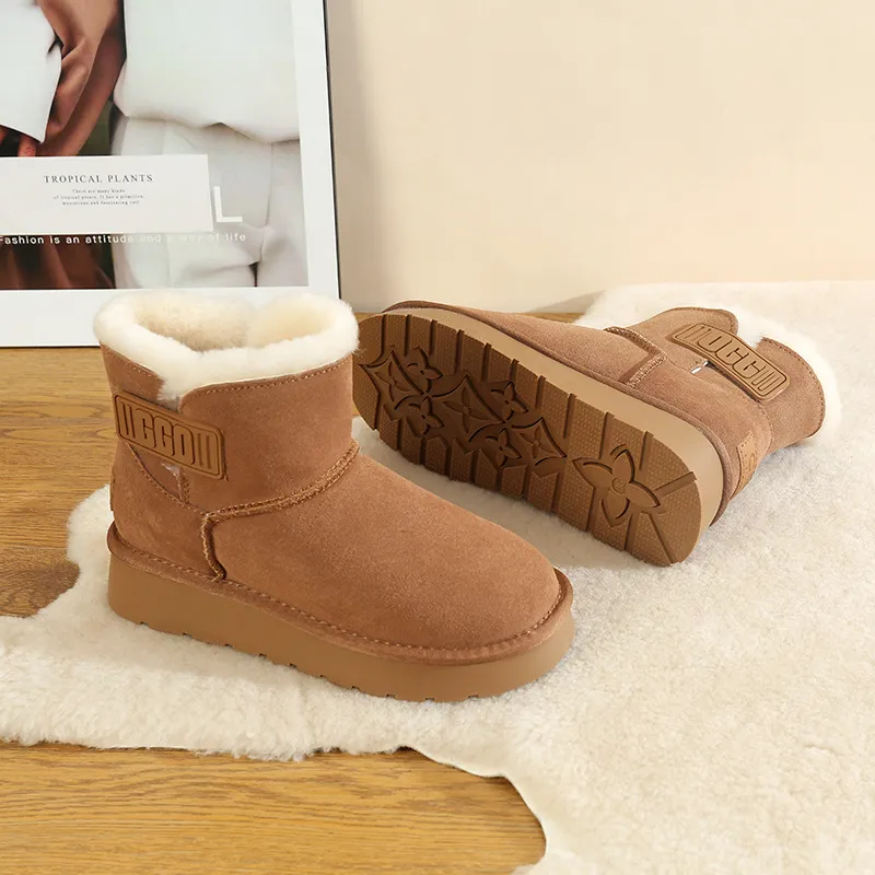 CE Designer Free Shipping Oxhide Affordable Winter Anti Slip Snow Boots With Thick Plush Cotton Shoes Tarnish_voghion.com
