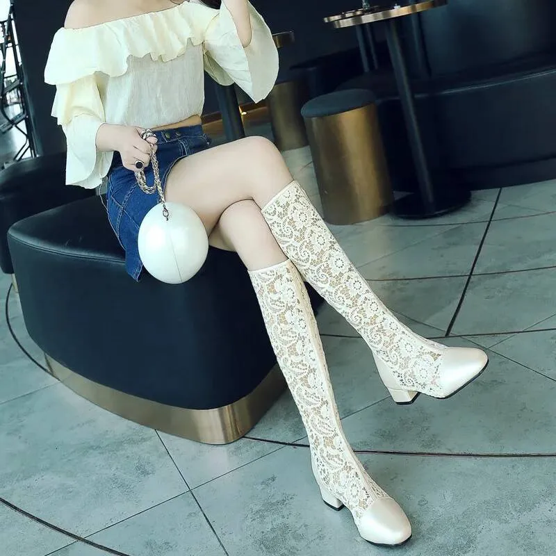 New Roman Flat Bot Sandals Women's Spring Summer High Tube Boots Breathable Me Faionable Sweet Sle Low Heel Ddmysaturn_voghion.com