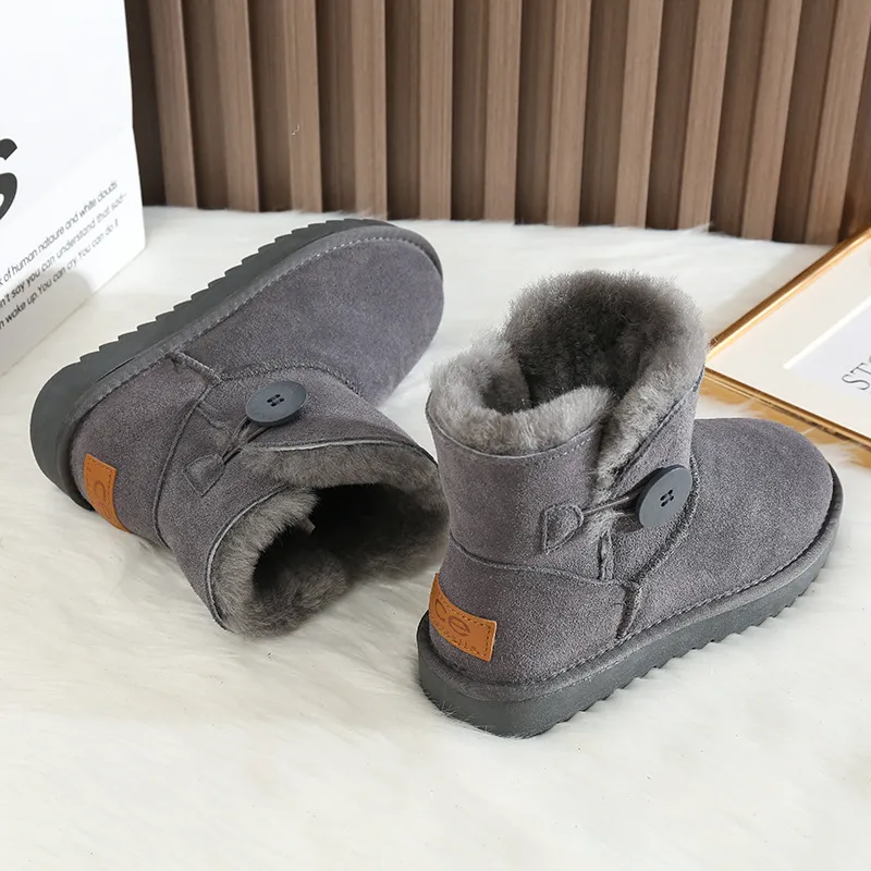 Winter Snow Boots Women Oxhide Fur Lined Anti Slip Ankle Boots_voghion.com