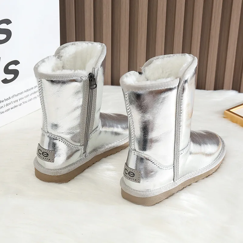 CE Designer Free Shipping Oxhide Affordable Winter Anti Slip Snow Boots With Thick Plush Cotton Shoes Anti-static White_voghion.com