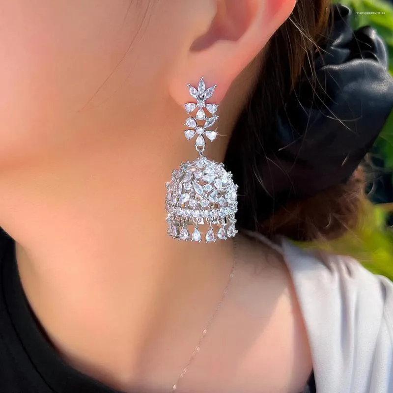 14K Gold Moissanite Water Drop Tassel Earrings - Geometric Crystal Dangle Earrings For Wedding & Party - View #12