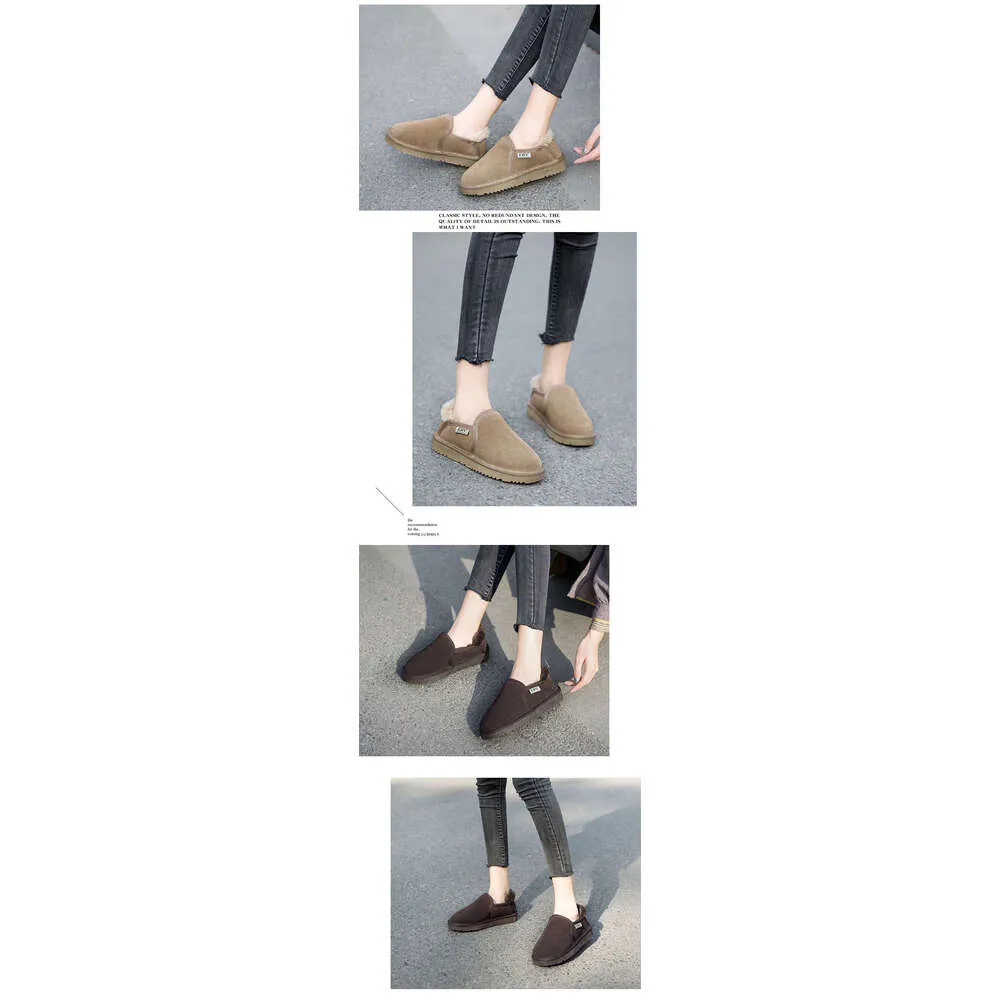 Genuine Leather For Women Short Boots Loafers Snow Cotton Shoes 2024 New Slip-On Thick Sole_voghion.com