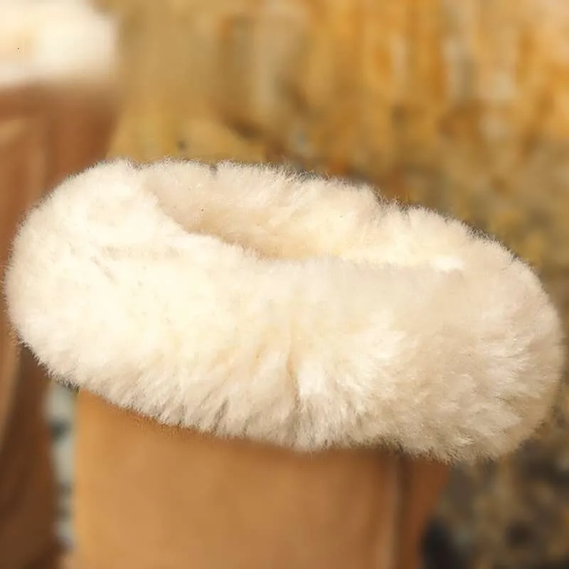 Sheepskin Thick-Soled Snow Boots For Women, Mid-Calf, Warm Fleece-Lined 2024 Winter New Cotton Shoes_voghion.com