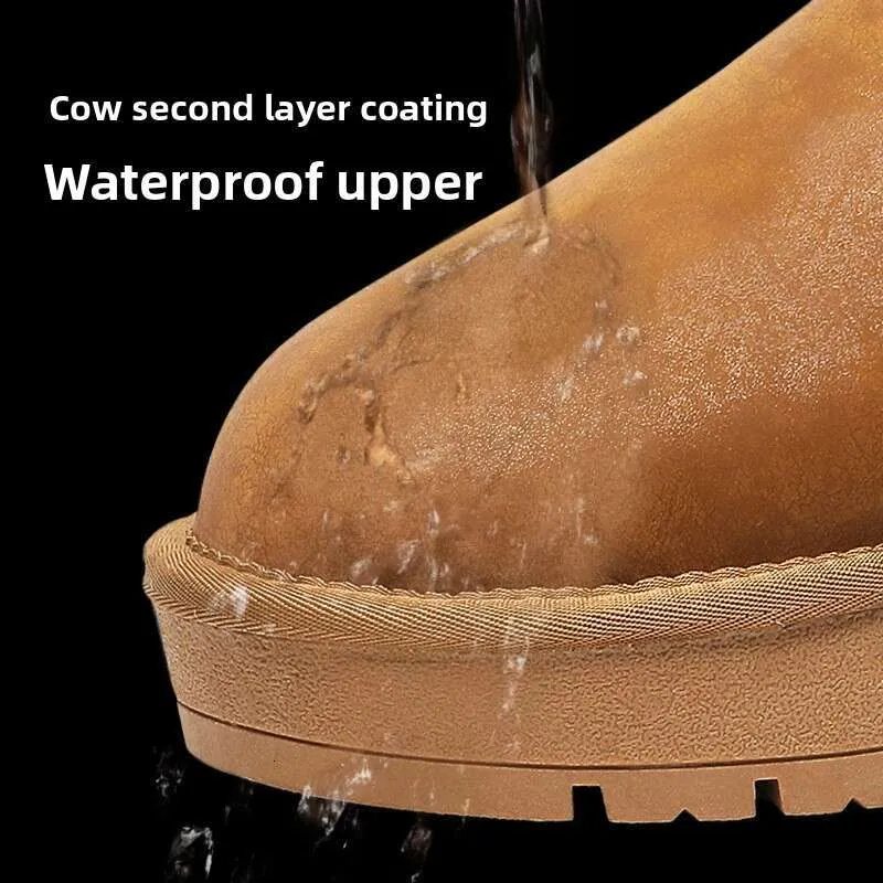 Sheepskin Thick-Soled Snow Boots For Women, Short Waterproof New Warm Fleece-Lined 2024 Winter Cotton Shoes_voghion.com