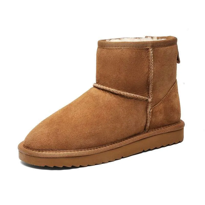 Sheepskin Thick-Soled Snow Boots For Women, Short Tube, Thickened Loafers, Warm And Fleece-Lined, Winter 2024 Cotton_voghion.com