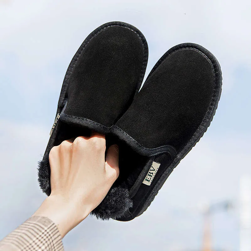 Genuine Leather For Women Short Boots Loafers Snow Cotton Shoes 2024 New Slip-On Thick Sole_voghion.com