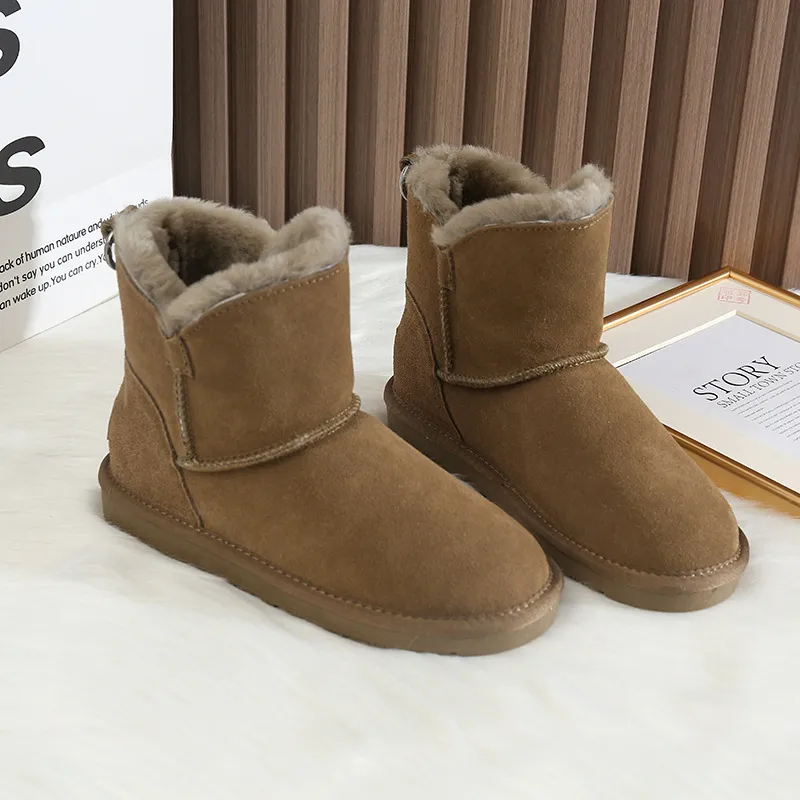 CE Designer Gratis Verzending Oxhide Betaalbare Winter Antislip Sneeuwlaarzen Met Dikke Pluche Katoenen Schoenen Opvouwbaar Wit_voghion.com