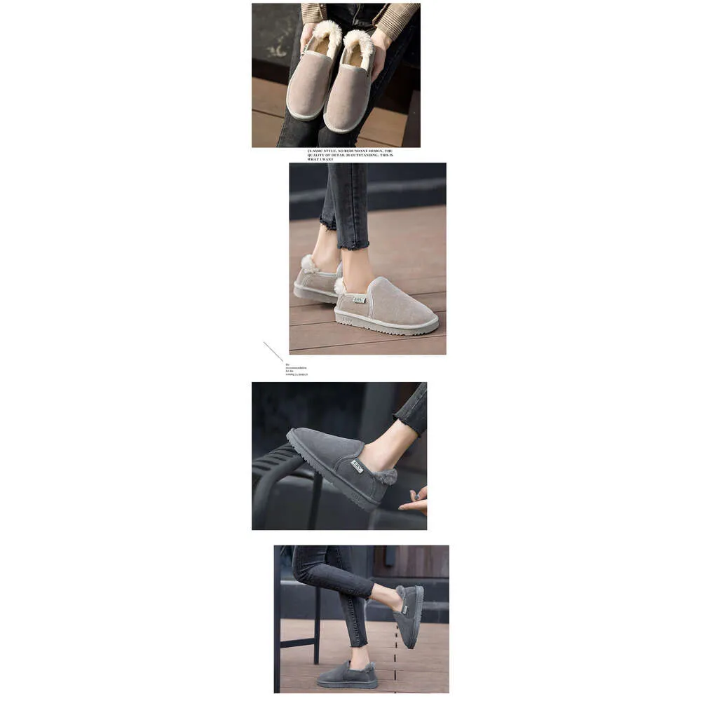Genuine Leather For Women Short Boots Loafers Snow Cotton Shoes 2024 New Slip-On Thick Sole_voghion.com