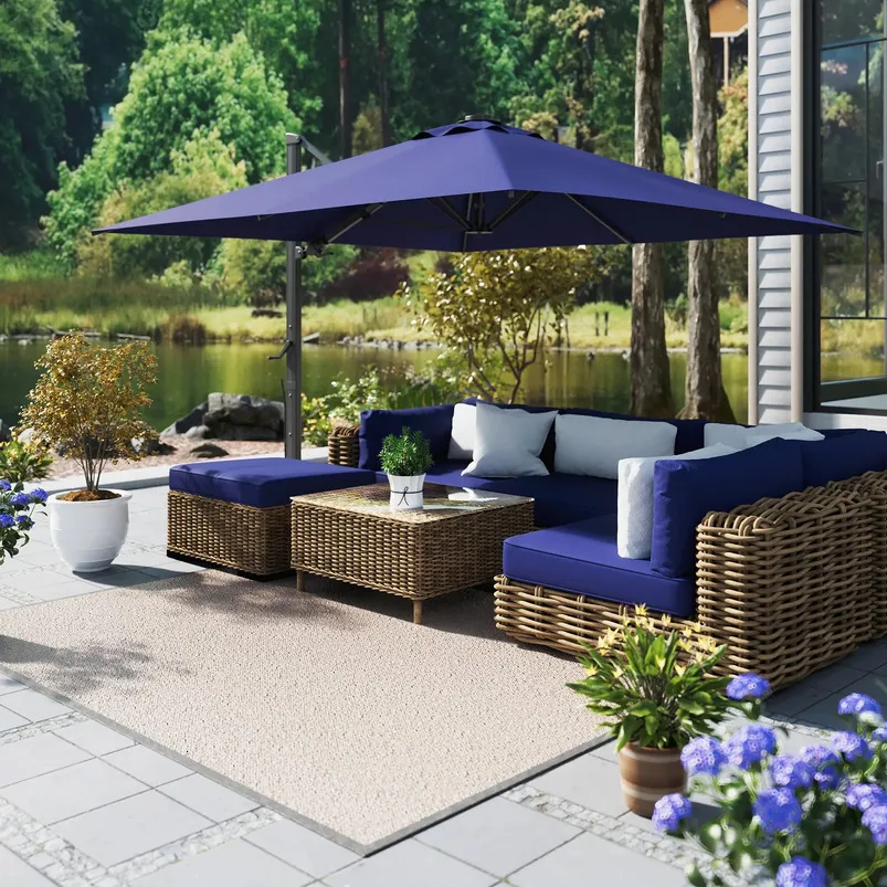 eco friendly patio umbrella PURPLE LEAF 8x8ft Eco-Friendly Tilting Umbrella, Pebble Grey ensuring longevity and reliability Alpha Joy 15 ft Extra