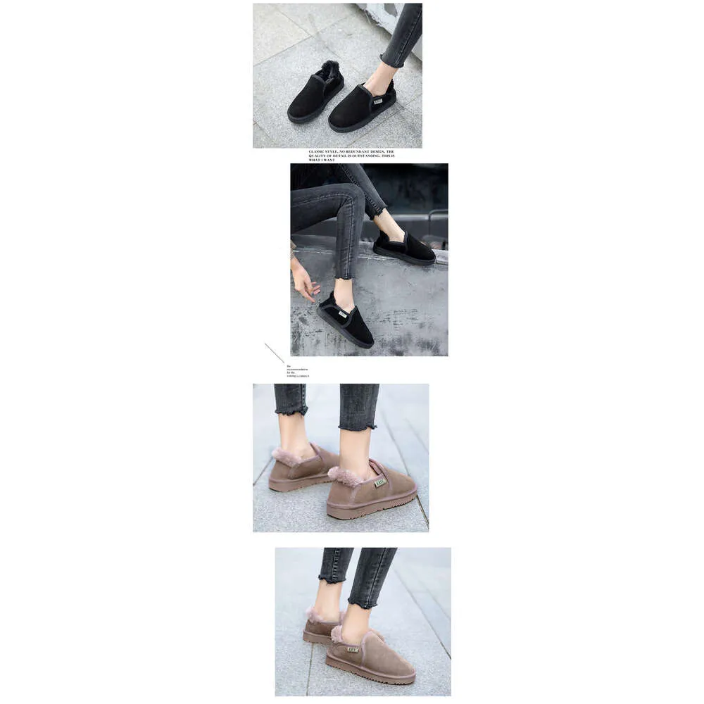 Genuine Leather For Women Short Boots Loafers Snow Cotton Shoes 2024 New Slip-On Thick Sole_voghion.com
