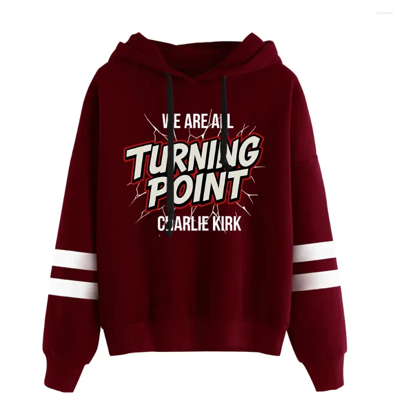 Men's Hoodies Charlie Kirk Merch We Are All Turning Point Hooded Drawstring Pocketless Sweatshirt Men/women Fashion Pullover