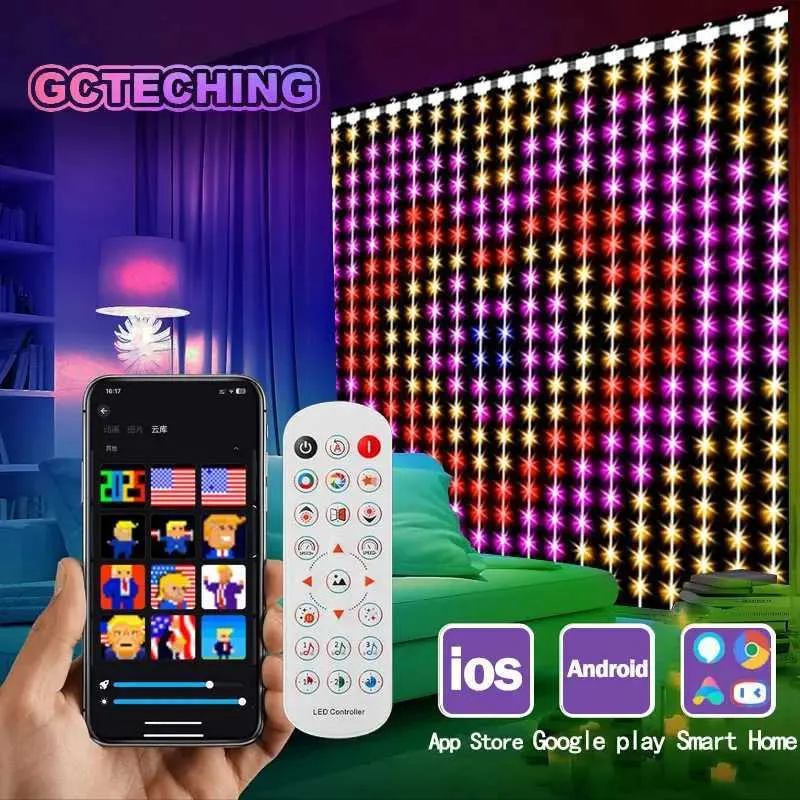 400 LED Smart Curtain String Lights with App Remote Control and Music ...