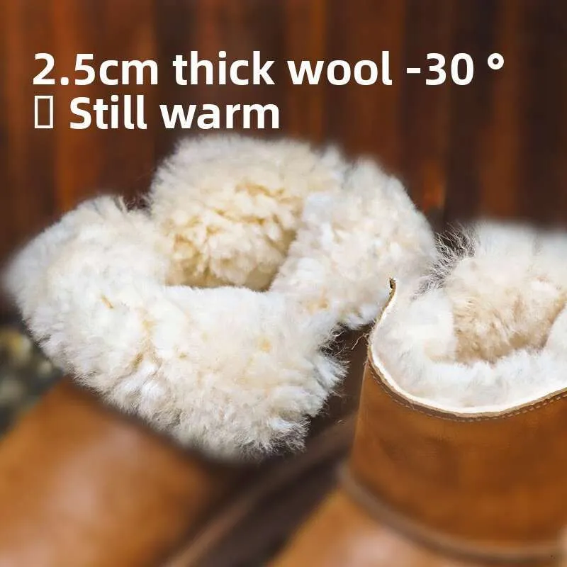 Sheepskin Thick-Soled Snow Boots For Women, Short Waterproof New Warm Fleece-Lined 2024 Winter Cotton Shoes_voghion.com