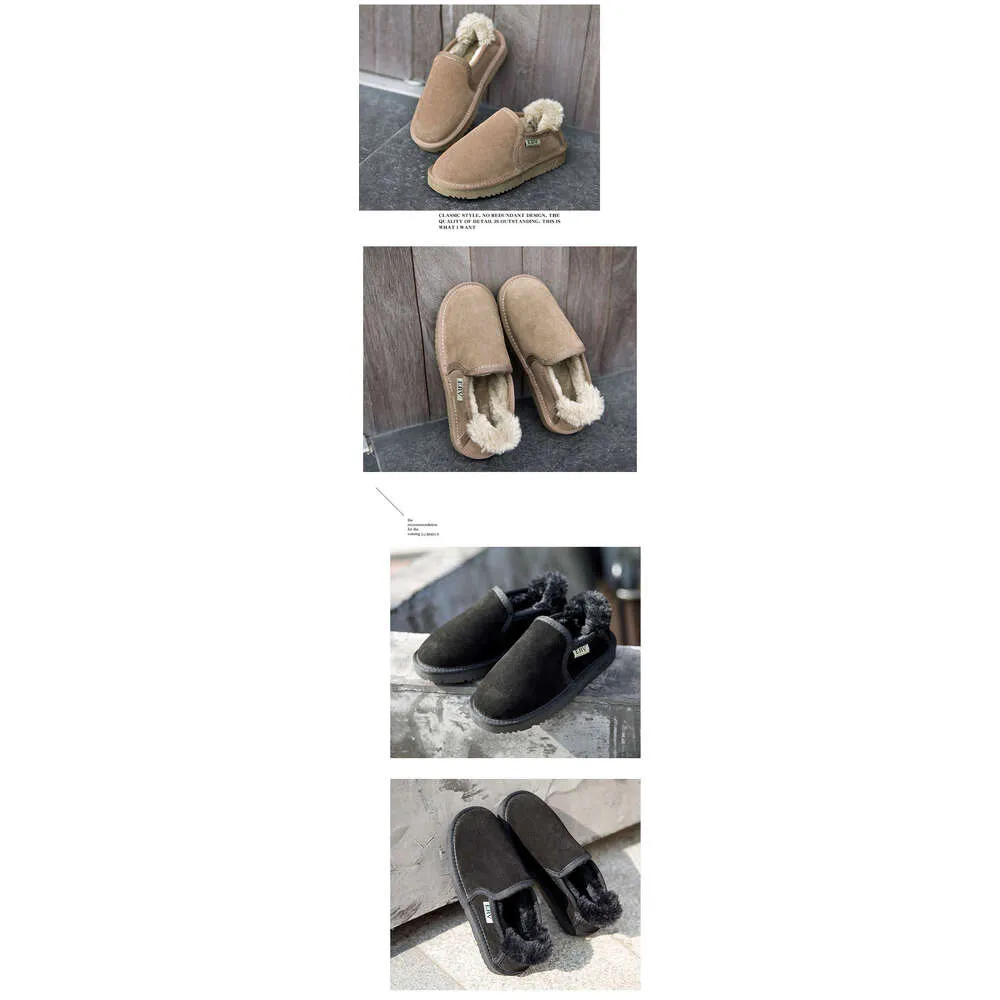 Genuine Leather For Women Short Boots Loafers Snow Cotton Shoes 2024 New Slip-On Thick Sole_voghion.com