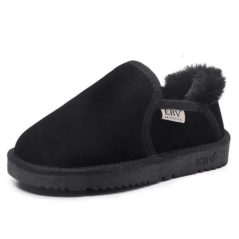 Genuine Leather For Women Short Boots Loafers Snow Cotton Shoes 2024 New Slip-On Thick Sole_voghion.com