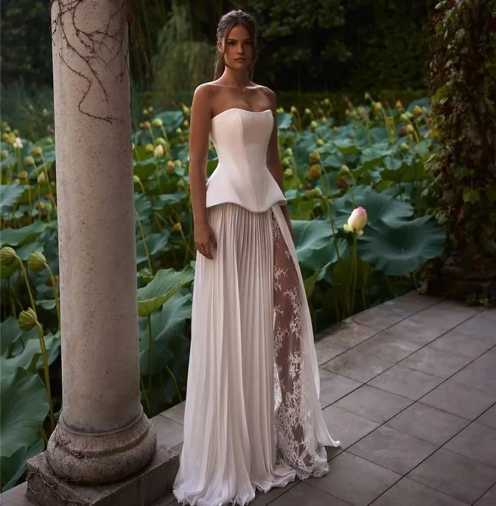 elegant two piece dresses Elegant Two Piece Yellow Prom Dress with Lace Top  FancyVestido