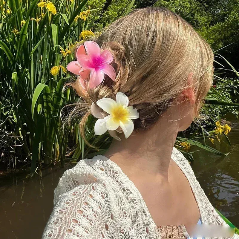 Hawaiian Style Gradient Flower Large Crab Hair Clips for  display picture 3