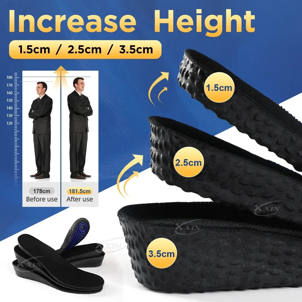 Height Increased Shoe Insoles, 15-25-35cm, Invisible Shock Absorption ...