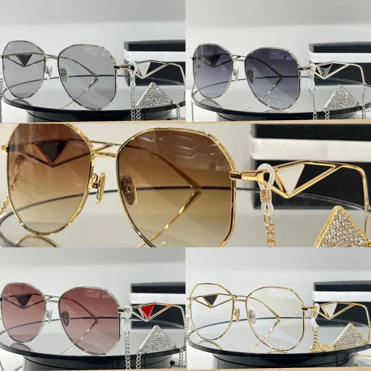 Versace Palm Cat Eye 56MM Sunglasses Case Box Cleaning Cloth Blue Green Yellow Versace Eyeglass Sunglass Hard Black Case With Cleaning  main image 4