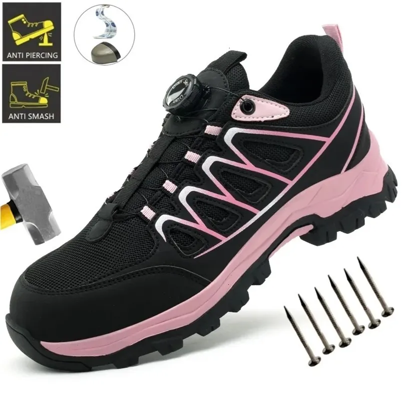 Lightweight Steel Toe Pink Safety Shoes For Women Anti Puncture, Anti ...