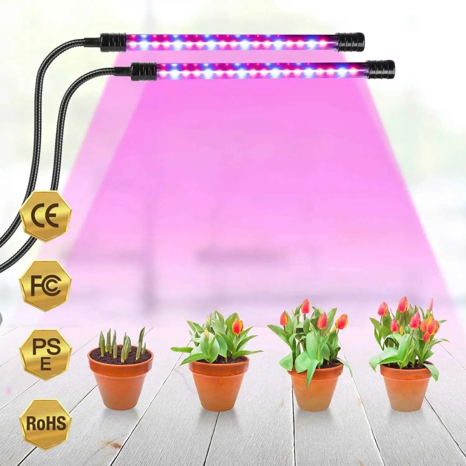 LED Plant Grow Light 2 Strip Full Spectrum Growing Lamp with 3 Timers ...