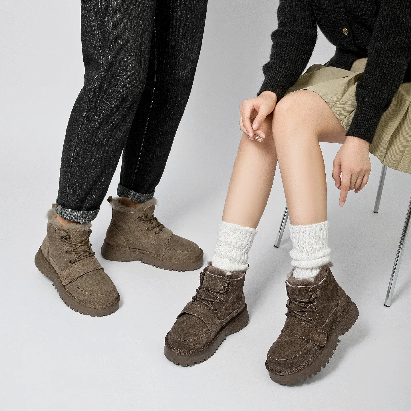 CE Designer New Cowhide Light High Quality Snow Boots With Plush Keep Warm Anti Slip Cotton Shoes For Woman And Men_desvips.com