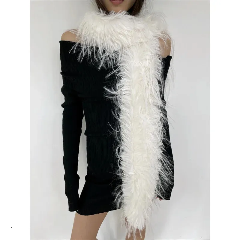 Korean Runway Style Thick Plush Scarf Warm Mink Fur Long Strip Scarf ...