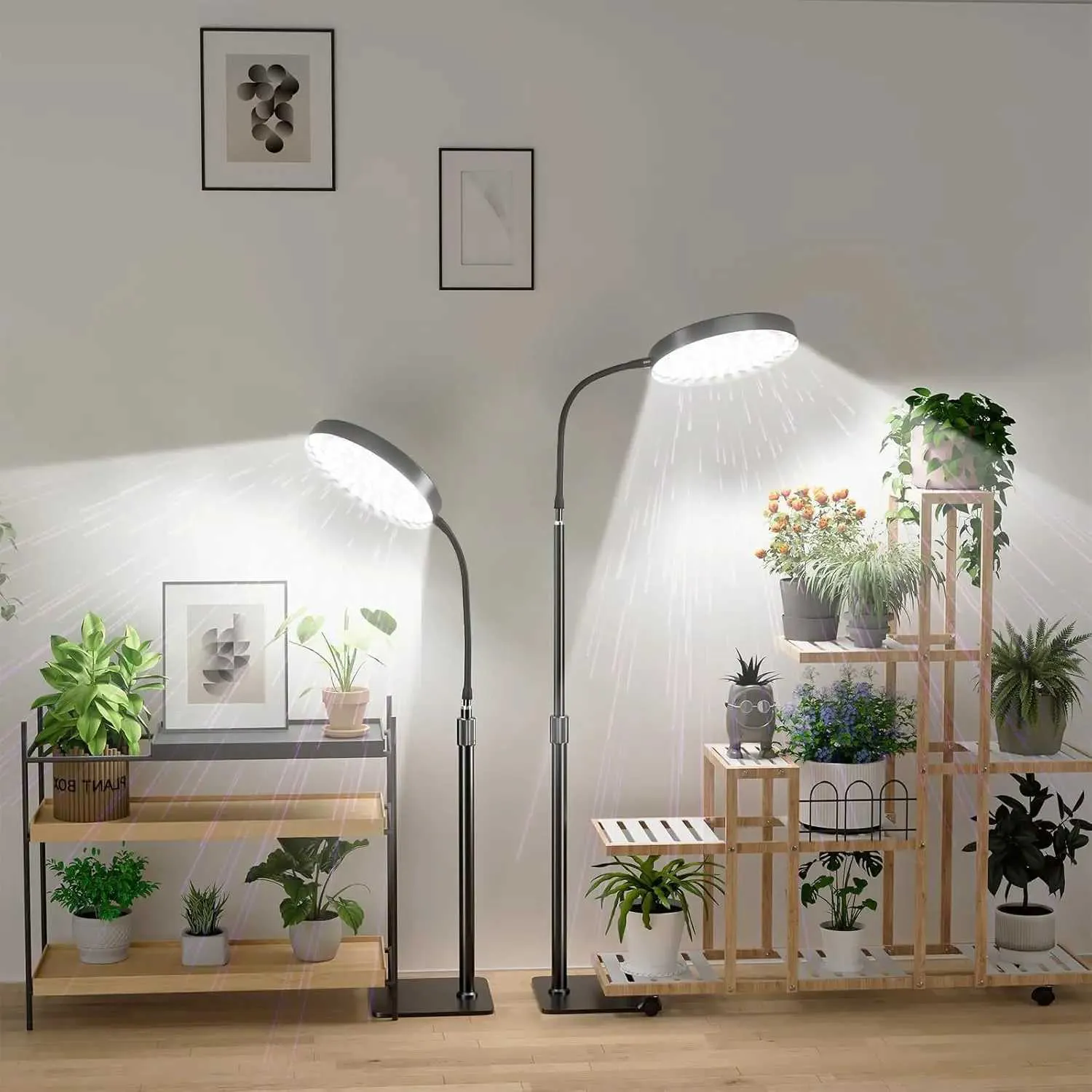 6000K Full Spectrum LED Floor Lamp Grow Light With Stand, Auto ON/OFF ...