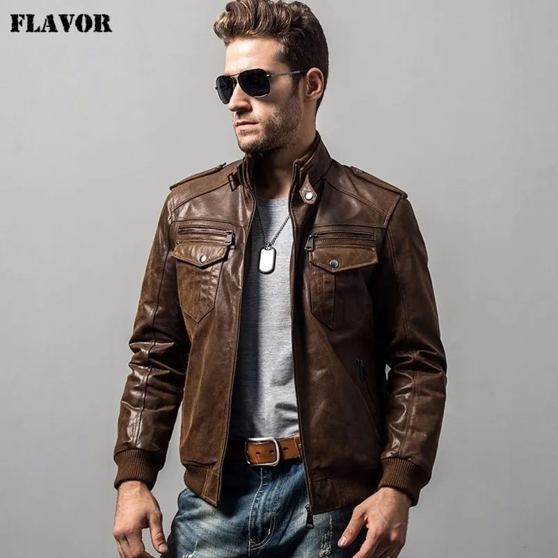 Mens Genuine Pigskin Leather Motorcycle Jacket  From Lu04