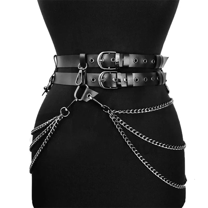 Cintura In Pelle PU Punk Donna, Regolabile, Nero, Stile Gotico, Accessorio Moda Per Vita 60-90 Cm