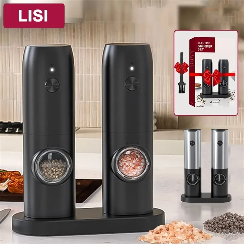 Electric Rechargeable Salt And Pepper Salt Pepper Grinder Set With USB ...