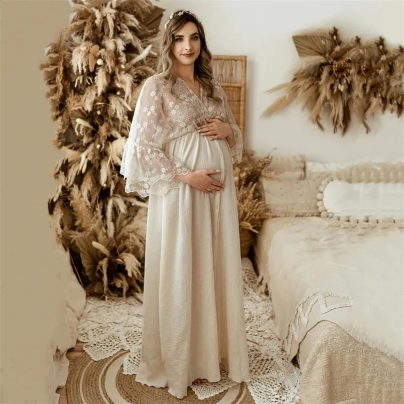 beige pregnancy dress Off Shoulder Ruffle Maternity Dress W0001 – Meenuy® main image 0
