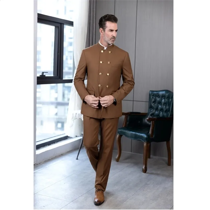 Blazer Pantalone Marrone Outfit Abito Da Uomo Marrone Chiaro