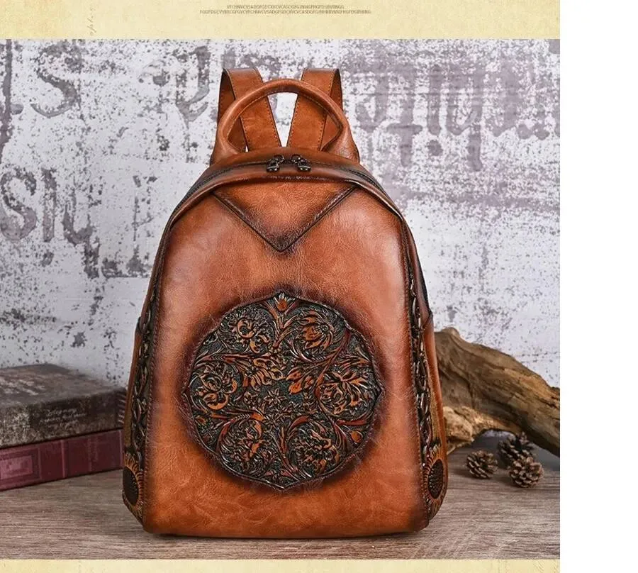 25 vintage leather backpack for women Fashion Ladies Quilted Purse Knapsack Bag Padded Shoulder Straps Inside Zipper Pocket With Leather Trim Leather Backpack, Vintage Faux Leather