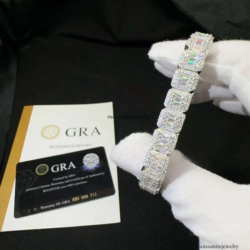 Sterling Sier Iced Out Dia Ready To Ship Vvs Moissanite Hip Hop Jewelry Tennis Bracelet_voghion.com