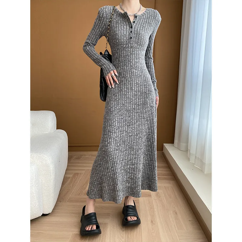 shoulder pad knit dress Long Sleeve Ribbed with Square Neck for Autumn Travel YGroup_kleo-one
