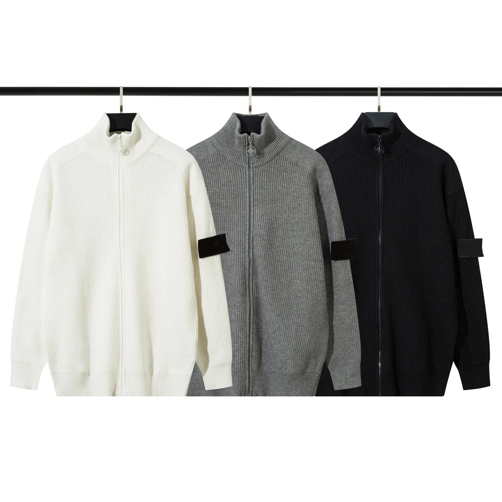 High Quality Designer Stone Knitted Zip Up Sweater From Zzx8686