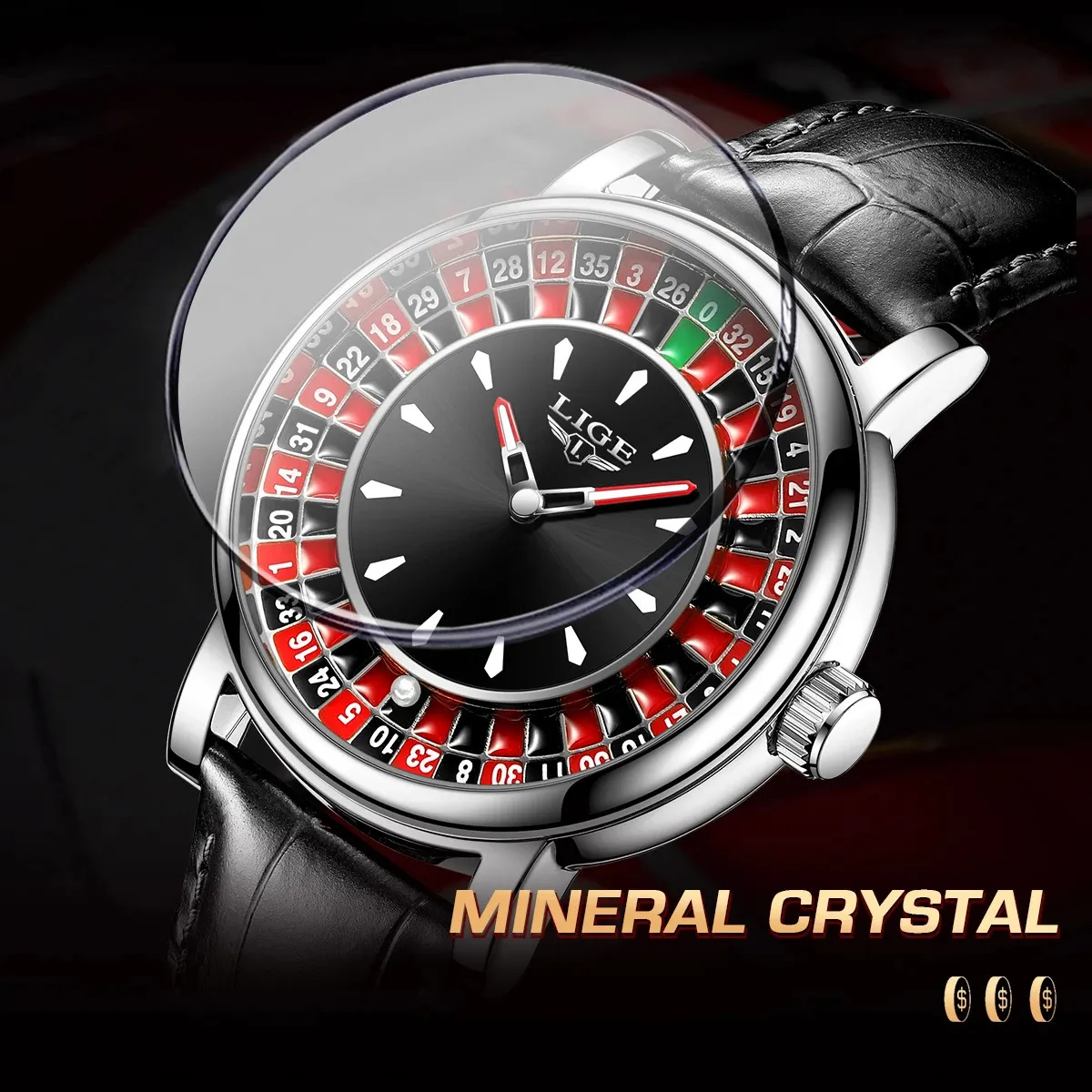 TAXAU Orologio Uomo Cronografo Al Quarzo - Cinturino In Pelle - Quadrante 44 Mm - Impermeabile 30m